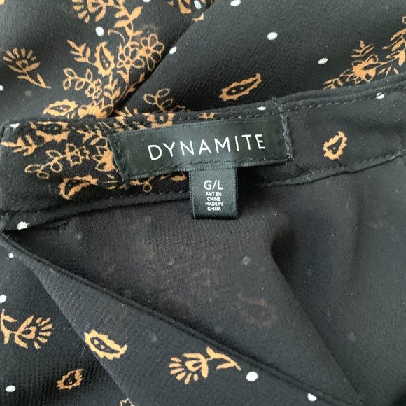 Dynamite Puffed Long Sleeve Cropped Blouse, Size L - Picture 3 of 5